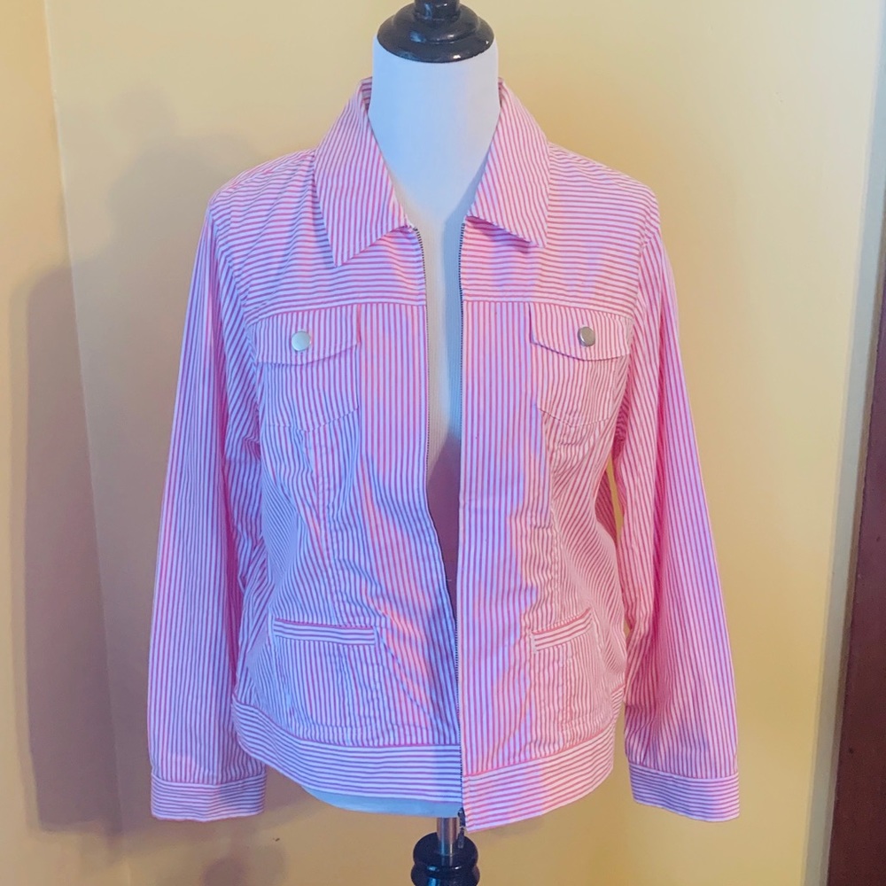 Pink & White Striped Christopher & Banks Jacket
